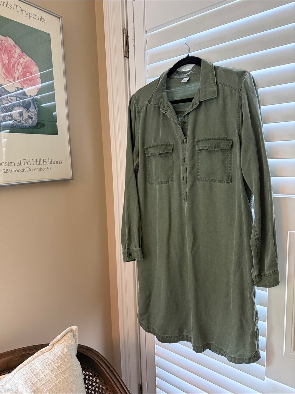 Old Navy Olive Green Shirt Dress